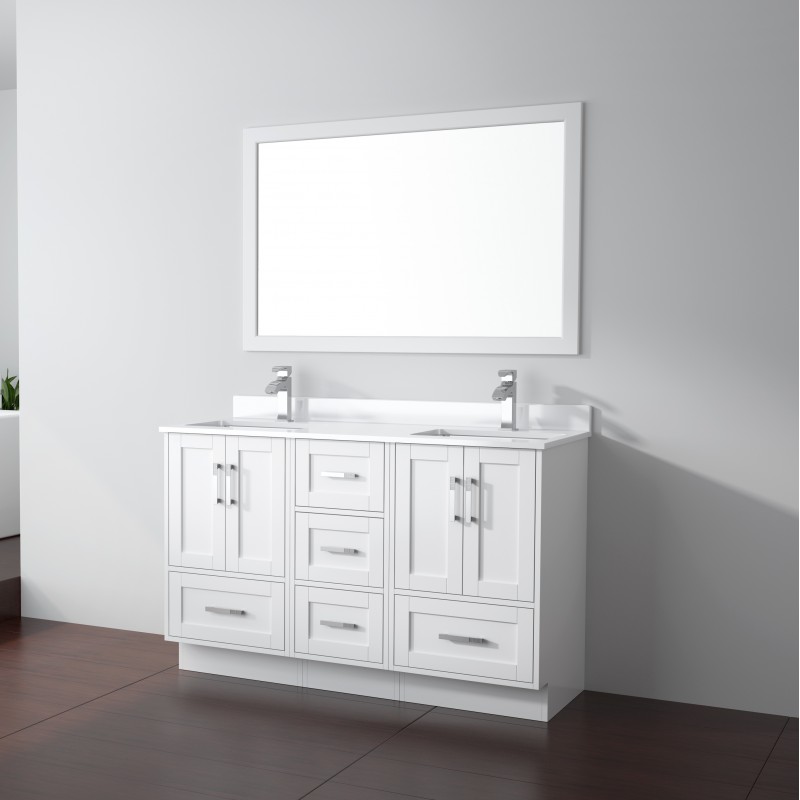 Flow Floor Mount 54” Double Sink Vanity Freestanding Bathroom
