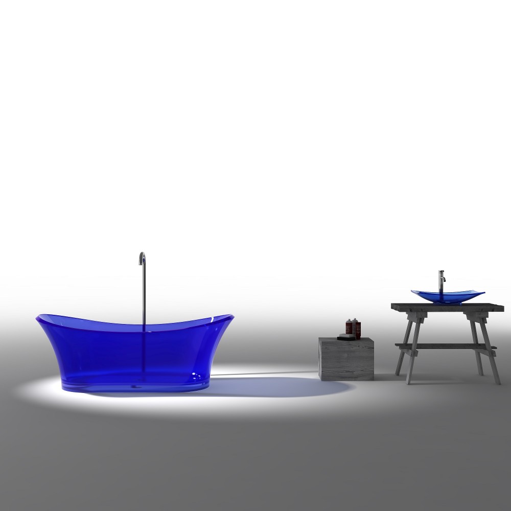 Blue Freestanding Solid Surface Glass 68” Tub Bathtubs Toronto