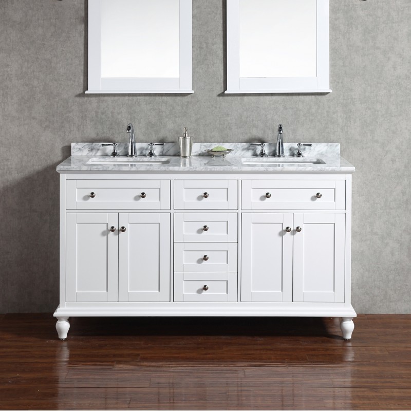 Yasmine Floor Mount 60” Double Sink Vanity Freestanding Bathroom