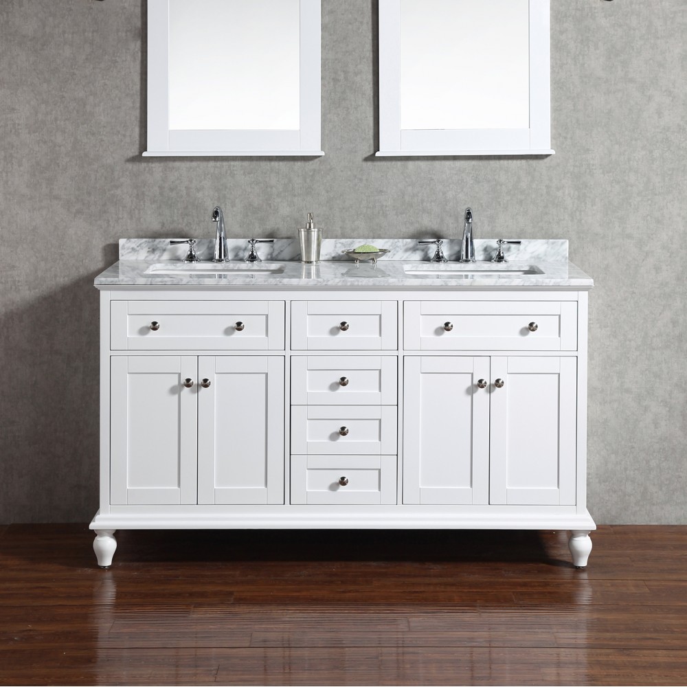 Yasmine Floor Mount 60” Double Sink Vanity Freestanding Bathroom