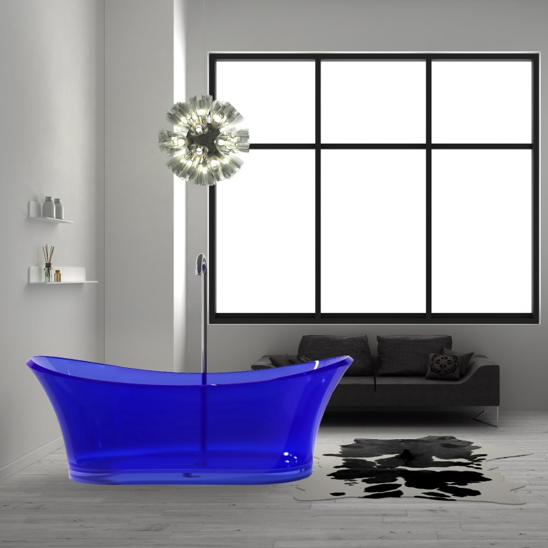 Blue Freestanding Solid Surface Glass 68” Tub Bathtubs Toronto