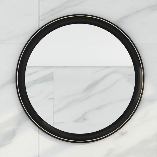 Virta 30" Round Wood Framed Bathroom Mirror