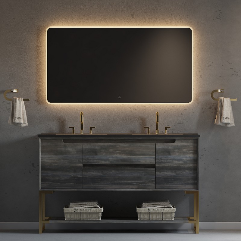 Ashley Floor Mount 60” Double Sink Vanity Freestanding Bathroom