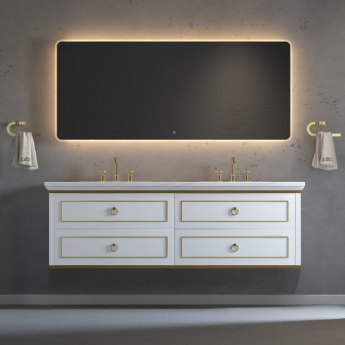 Whitestar Wall Hung 72" Double Sink Vanity