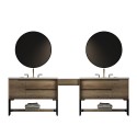 Ashley Floor Mount 118" Double Sink Vanity with Makeup Table