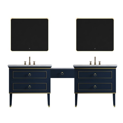 Bluestar Floor Mount 94" Double Sink Vanity with Makeup Table