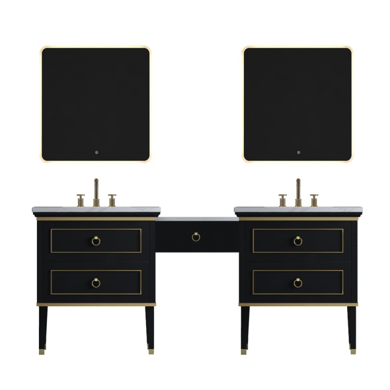 Blackstar Floor Mount 82" Double Sink Vanity with Makeup Table