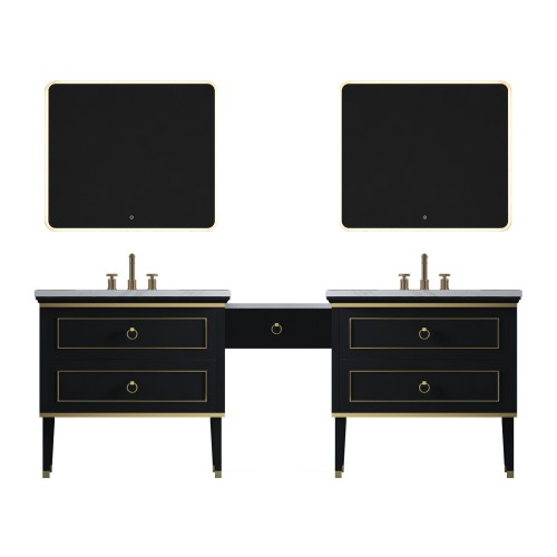 Blackstar Floor Mount 94" Double Sink Vanity with Makeup Table