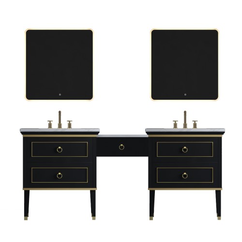 Blackstar Floor Mount 70" Double Sink Vanity with Makeup Table