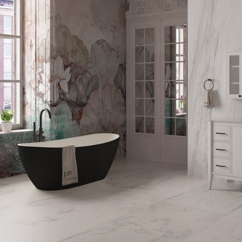 Mina Freestanding Acrylic 64" Tub - Black & White