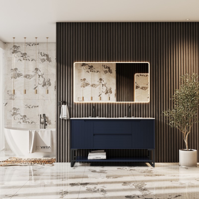 MIA Floor Mount 60” Double Sink Vanity – Freestanding Bathroom Vanities ...