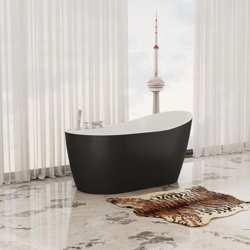 Brussels Freestanding Acrylic 60" Tub - Black & White