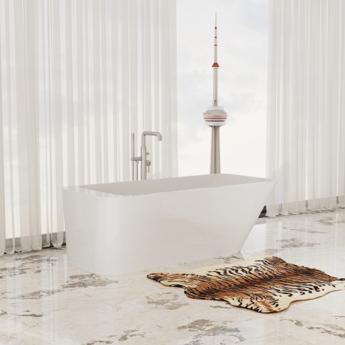 Andante Freestanding Solid Surface Stone 67" Tub