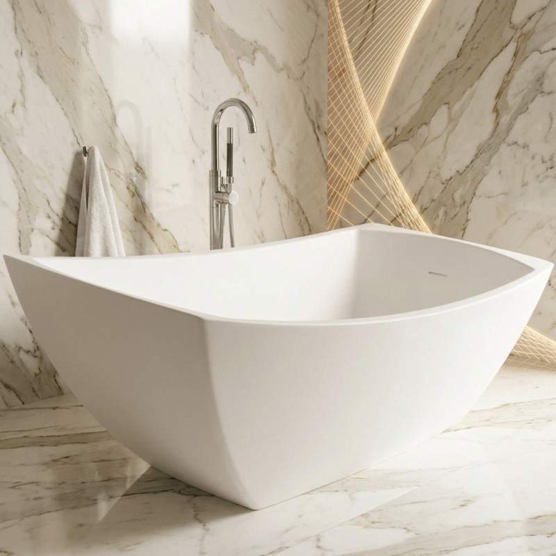 Minuet Freestanding Solid Surface Stone 60” Tub - Bathtubs - Toronto, Canada | Virta Luxury Bathroom Furniture