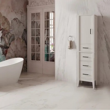Essence Solid Wood 19" Linen Tower – Freestanding Linen Tower - Toronto, Canada | Virta Luxury Bathroom Furniture