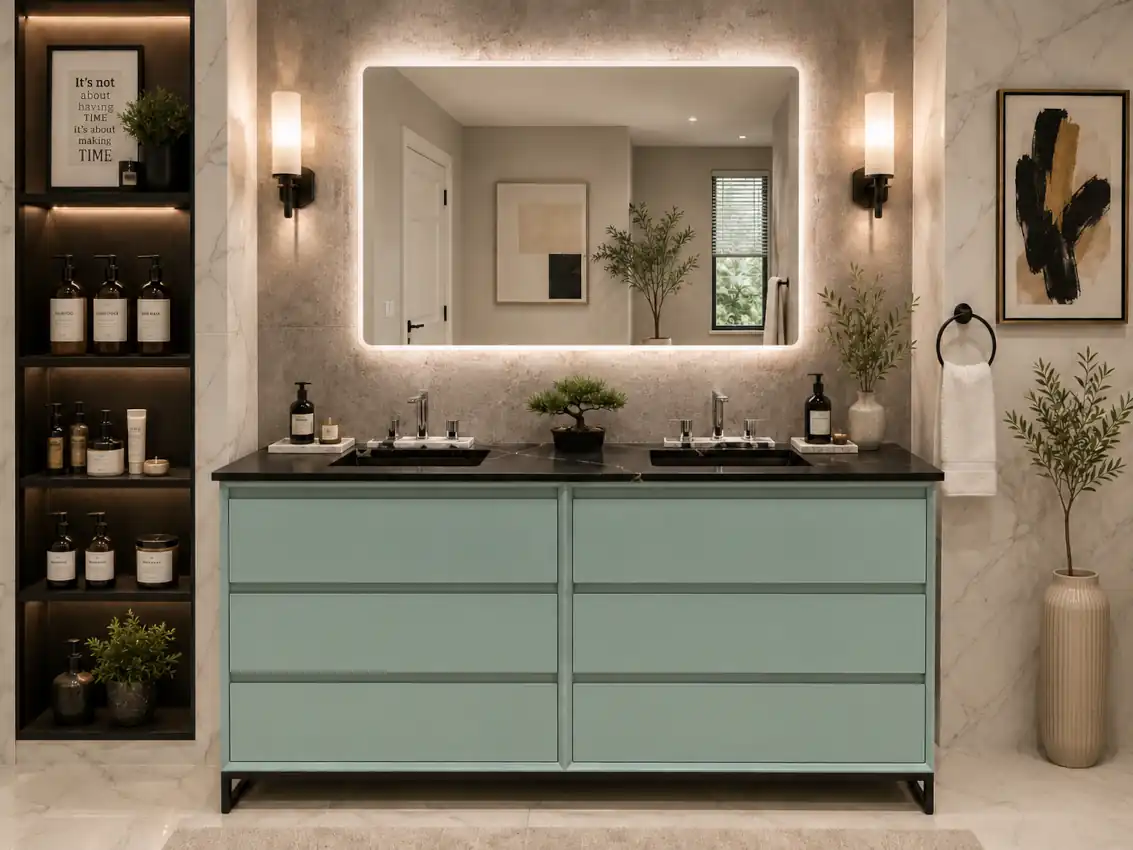 Virta 60" Custom Double Sink Vanity in Benjamin Moore Custom color  Finish