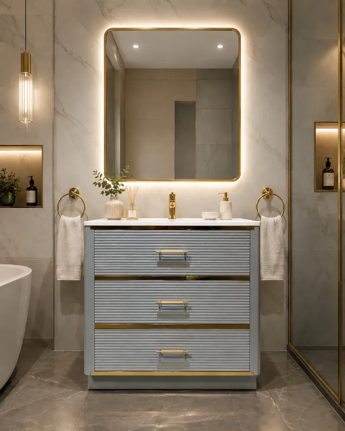 36x 22" Grooved Custom Vanity | Crafted by Virta