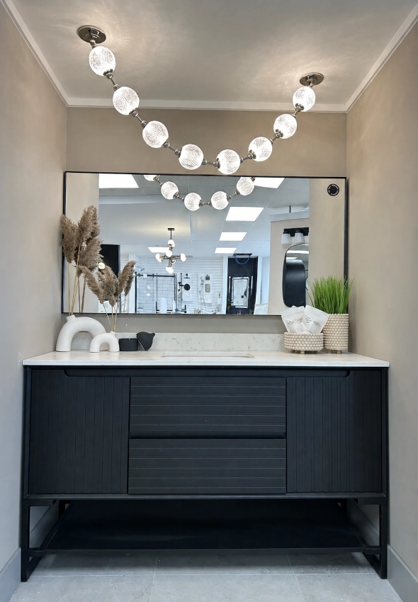 Virta Mia 48" Ashley Vanity with Quartz Countertop | Dealer Showroom Project