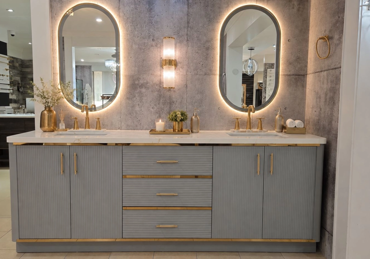 Virta Custom Grooved  Double sink vanity 93" X 22"